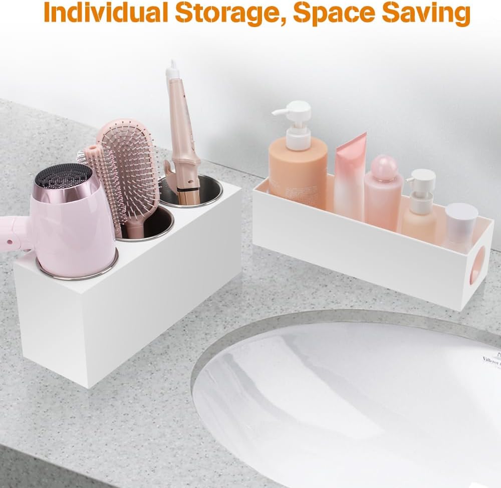 Hair Tool Organizer with 3 Stainless Steel Cups, Cooling Hot Tools