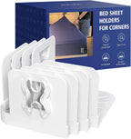 Bed Sheet Holders Lock for Corners - Mattress Sheet Corner Holders Keep Firm Tight in Place Set of 4 (White)