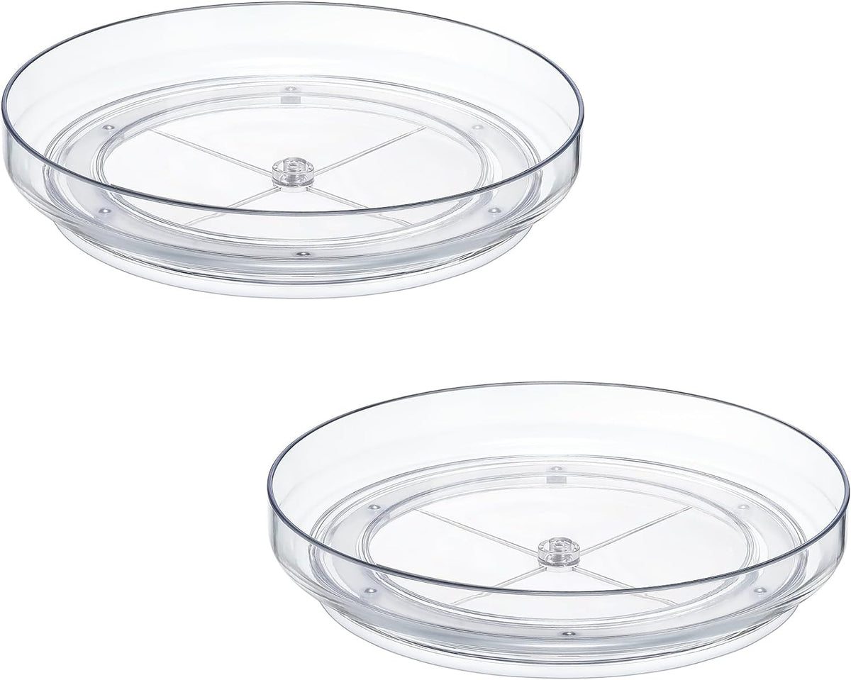 2 Pack 9 Inch Clear Acrylic Lazy Susan 360° Turntable Organizer Spice Rack