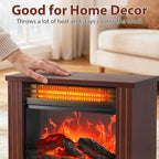 LifePlus Electric Fireplace Heater, Portable Wood Fireplace Stove