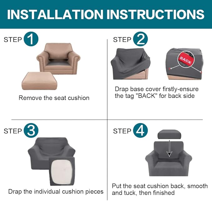 Turquoize 2 Piece Chair Covers Chair Slipcovers - Image 6