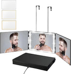 Vanexiss Rechargeable 3 Way Mirror with Lights & Hook for Self Hair Cutting