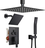 Dasan Brushed Nickel Dual Shower Heads System with Ceiling 12-Inch Rainfall Shower & Wall Mount 6-Inch High Pressure Shower Head, Full Body Dual Shower Head Set