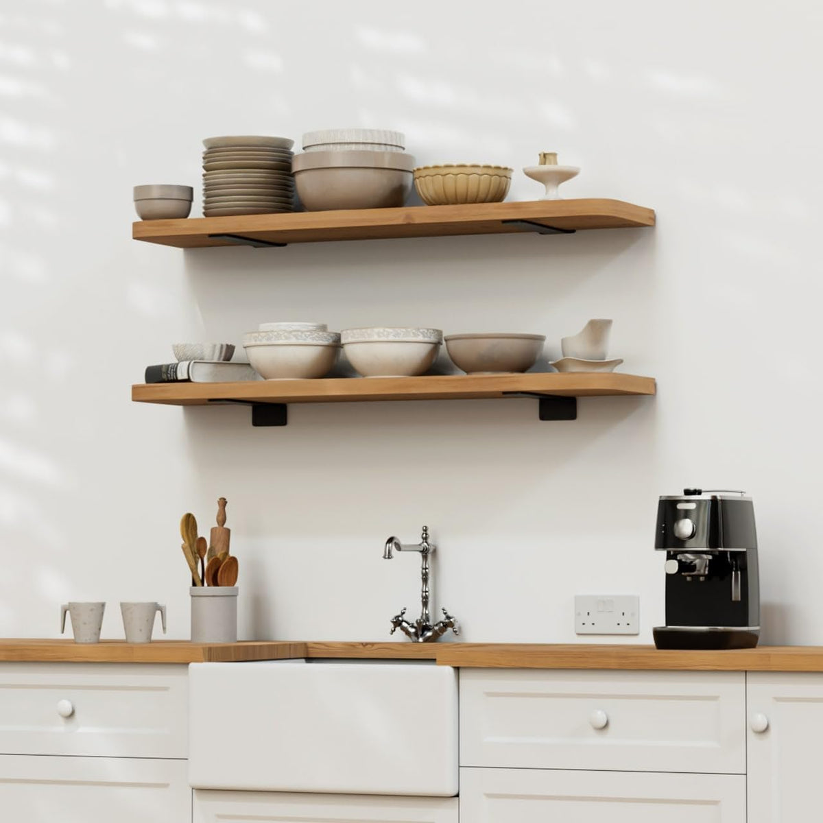 LEOPO 12 inch 8 Pack Floating Shelf Brackets, 1/5" Thick Hidden L Bracket