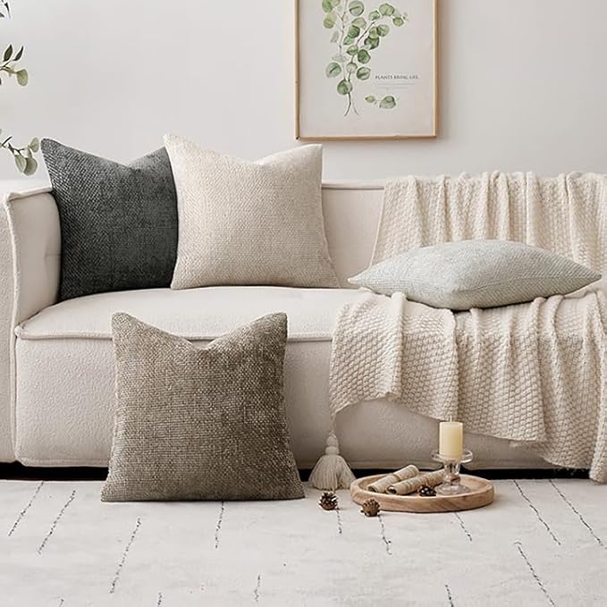 MIULEE Pack of 4 Couch Throw Pillow Covers 20x20 Inch Neutral Soft Decorative - Image 5
