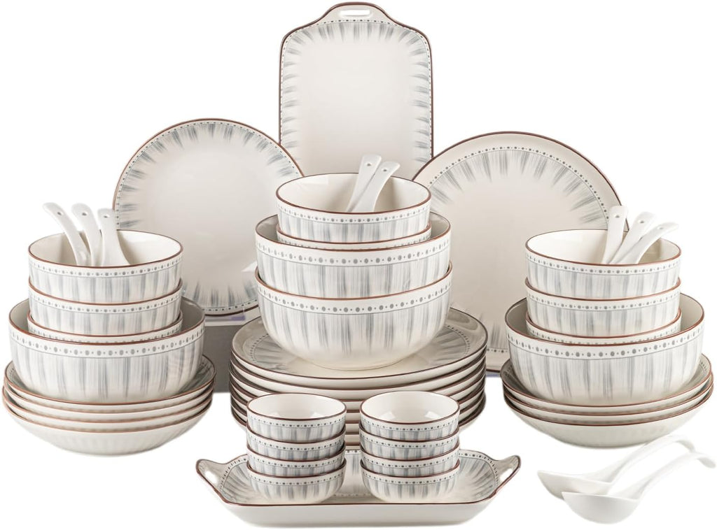 Ceramic Dinnerware Set, Series Kavara Ⅱ, (Blue Stripes)