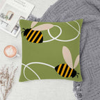 Cute Flying Bees Throw Pillow Covers 18x18 Set of 2,Black Yellow Striped Bees Summer Decorative Pillow Covers for Sofa Couch Living Room Soft Home Decor,Outdoor Patio Car Seat Cushion Cases
