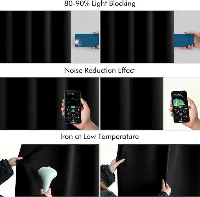 MIULEE Black Back Tab Blackout Curtains 98 Inch Length 2 Panels Set - Image 5