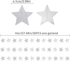 Disco Silver Party Decorations Garland-Hanging Birthday Paper Star Streamer Banner,Bachelorette Engagement Bridal Shower Wedding Christmas New Years Graduation 52FT Supplies Joylune