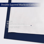 Yakamok Navy Blue 100% Blackout Curtains 96 Inches Long Thermal Insulated - Image 4