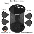 Rotating Makeup Organizer, DIY 8 Adjustable Layers Spinning Skincare Storage, Cosmetic Display Case with Brush Holder and Perfume Tray, Multi-Function Vanity Bathroom Countertop Organizer Black