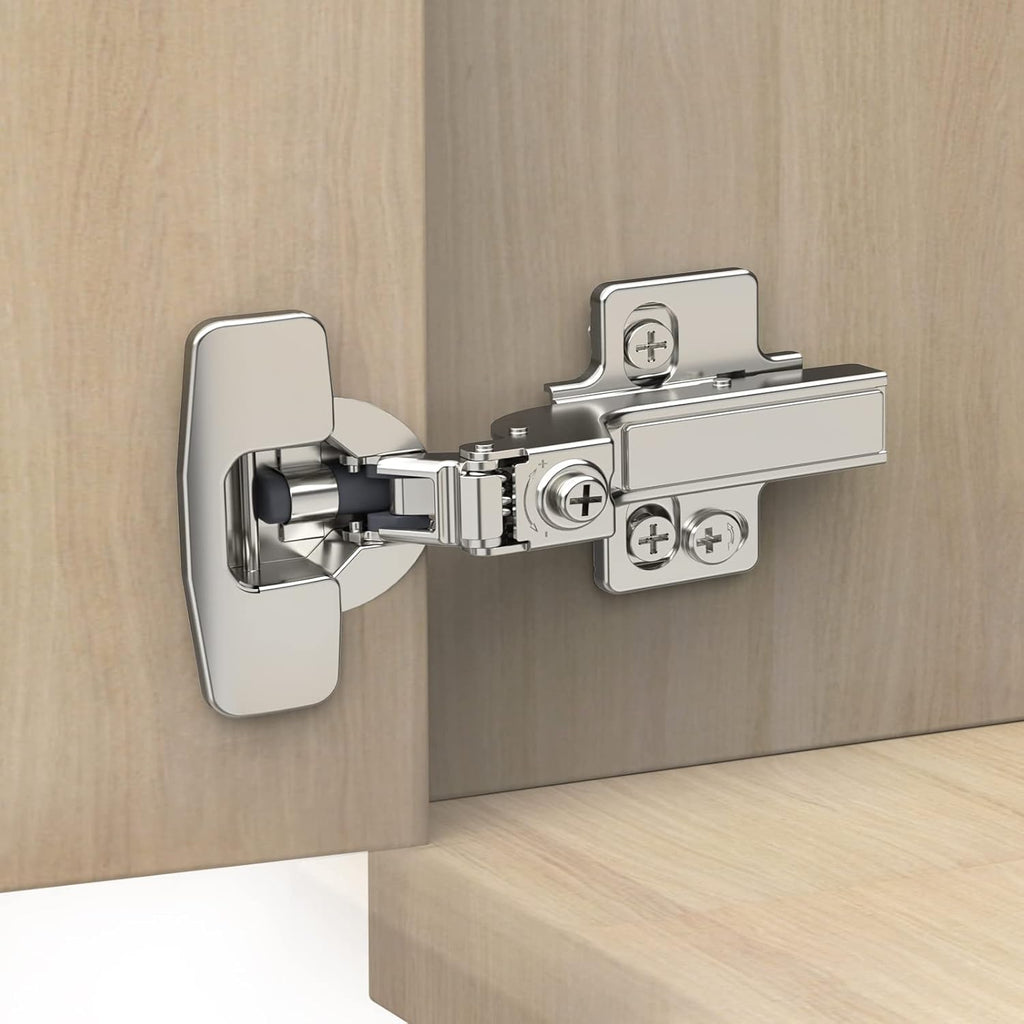 10 Pack Frameless Full Overlay Soft Close Concealed European Hinges, Self Closing Satin Nickel, 105 ° Open Angle 4D Adjustment, Speed Control, Clip On, Stainless Steel for Cabinet Door