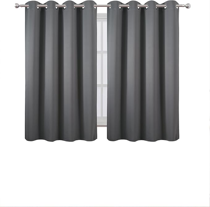 LEMOMO Blackout Curtains 66 x 54 Inch Long Frost Grey Curtains Set of 2 Panels - Image 2