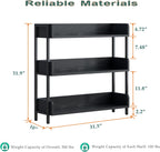 OSCHF Wide Open Shelf Bookcase, 3-Tier, Full Black