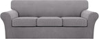 Turquoize 4 Piece Sofa Covers for 3 Cushion Couch Sofa Slipcover Soft Couch by Turquoize