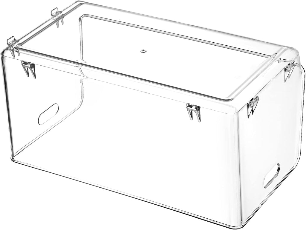 Nicunom 2 Pack Stackable Plastic Storage Bins Open Front, Clear Pantry Organizer Bin Household Food Storage Bin for Kitchen Countertops Cabinet Shelf