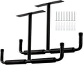 Overhead Garage Storage Hooks Rack Ceiling Mounted, Heavy Duty Utility Hooks Ladder Hanger for Hanging Hose Pipe Lumber & Other Bulky Items (2 Pack, Black)