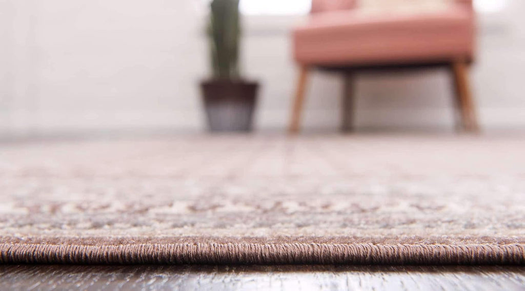 Unique Loom Williamsburg Collection Traditional Border with Dotted Center Area Rug, Rectangular 4' 0" x 6' 0", Brown/Beige