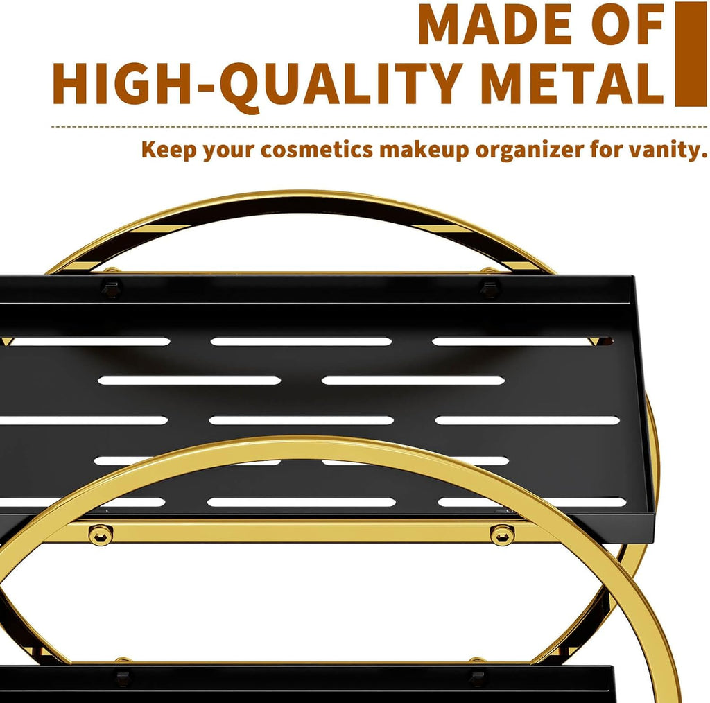 Makeup Organizer Vanity, Black Gold Perfume Organizer for Dresser