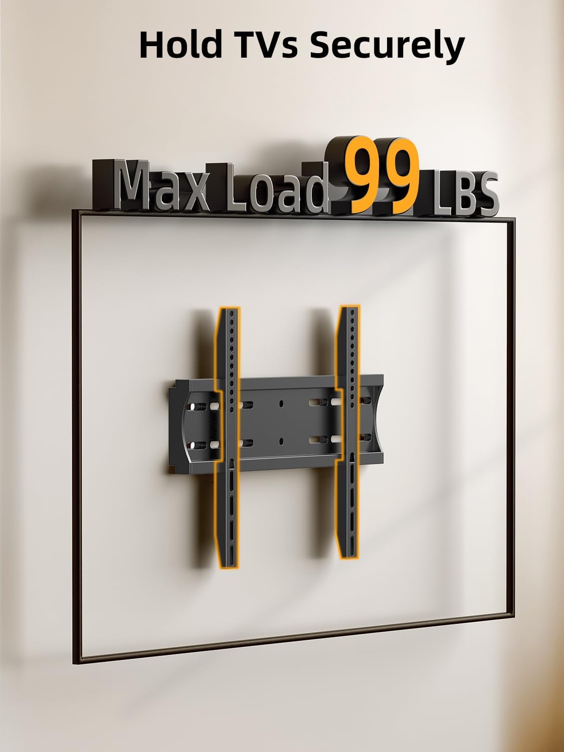 IWORKBOARD 43 50 55 inch Fixed Low Profile TV Wall Mount for 24-65 inch LED/LCD & Flat/Curved TVs, Universal Wall Mount Bracket with Safe Lock, Max VESA 400x400mm, up to 99Lbs & 16 '' Stud