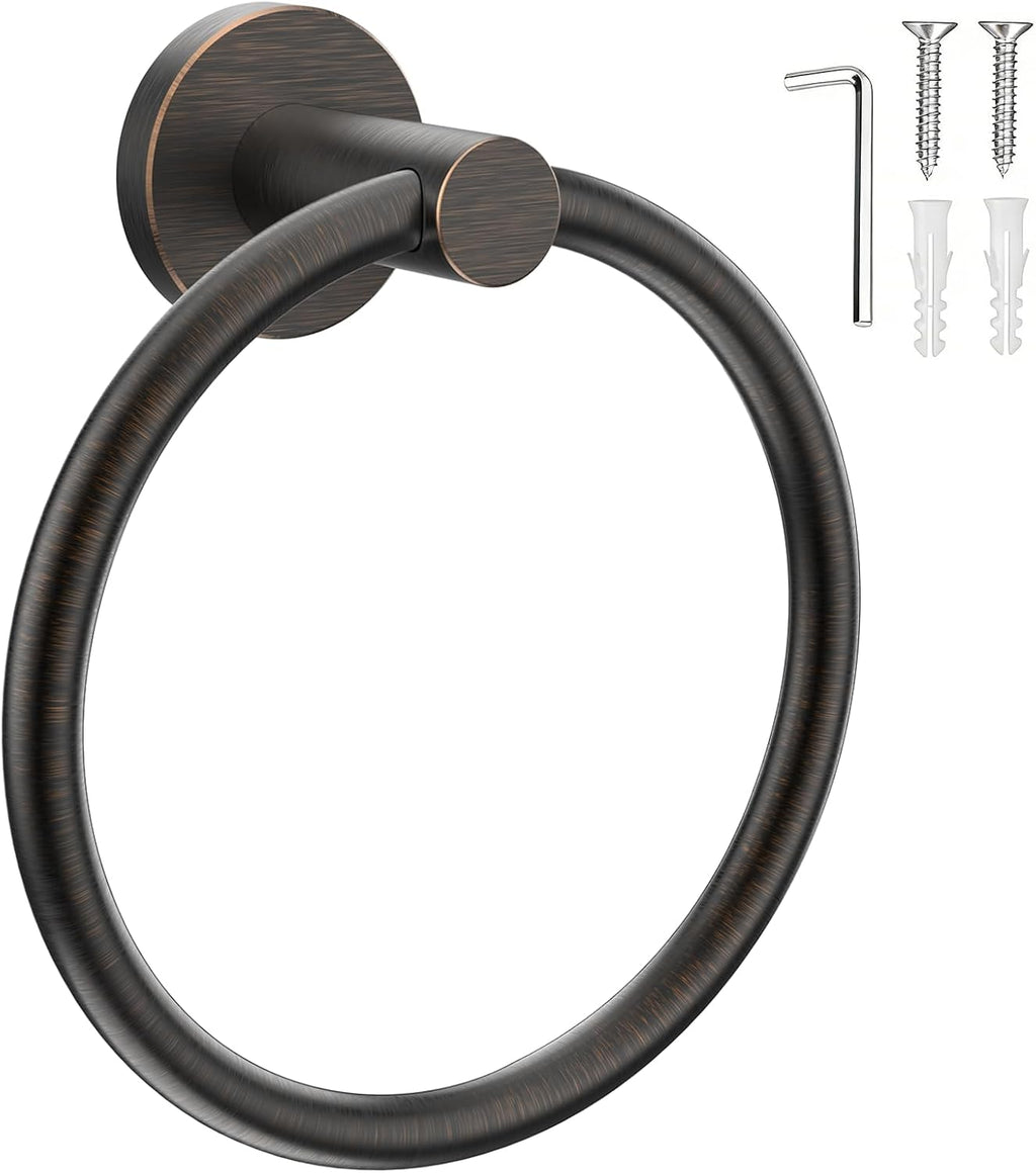 SetSail Towel Holder for Bathroom Wall Matte Black Towel Ring, 2 Pack
