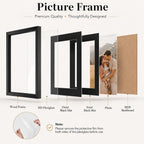 12x16 Double Floating Mat Wood Picture Frame, for 30 x 40cm Diamond Art Painting with Double 10x14 Black Mat, 10x14 Matted Frame with Shatter Resistant Plexiglass, 2 Pack, Black