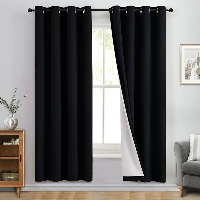 Yakamok 100% Blackout Curtain Panels 72 inches Cold and Light Blocking Drapes by Yakamok