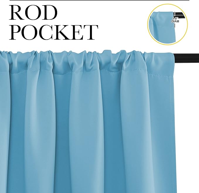 NICETOWN RV Blackout Curtains for Camper Windows, Teal Blue, Kitchen Short - Image 2
