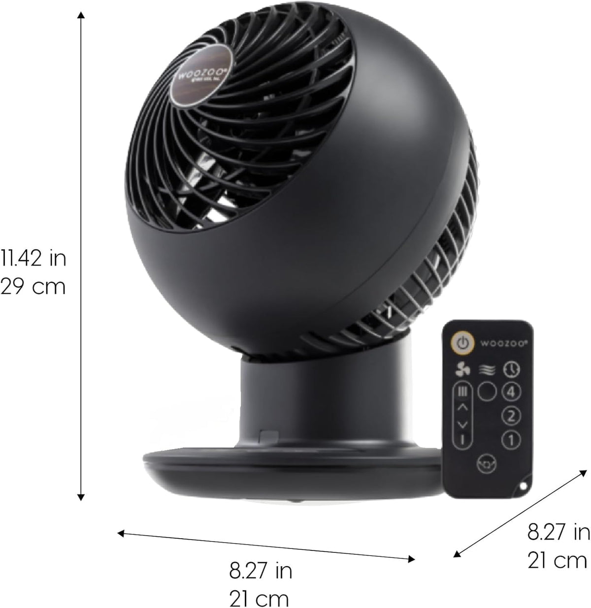 IRIS USA WOOZOO Air Circulator Fan with Remote, 5 Speeds, Quiet Fan, Black