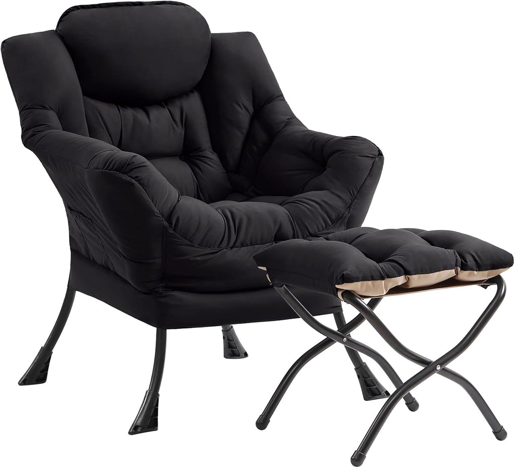 LITA Lazy Chair with Ottoman, Comfy Accent Reading Chair