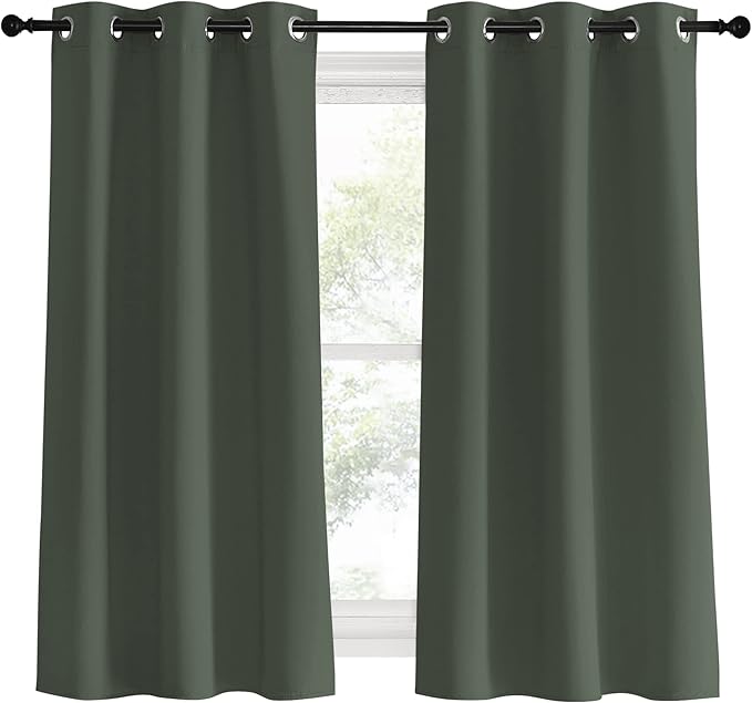 NICETOWN Thermal Insulated Curtains Blackout Draperies, Dark Mallard, 34 by 60 - Image 2