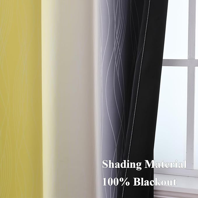 Estelar Textiler Black and Yellow Gradient Blackout Curtains - Image 5