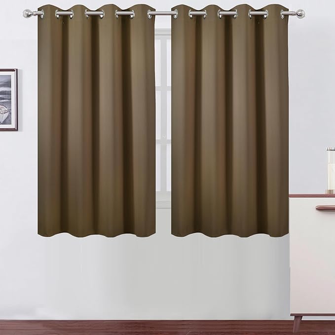 LEMOMO Blackout Curtains 66 x 54 Inch Long Brown Curtains Set of 2 Panels Room by Lemomo