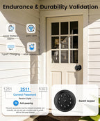 Smart Door Lock,Smart Keypad Door Knob with Lock,Bright Black