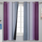 Ombre Purple and Gray Blackout Curtains 63 Inch Length 2 panels, Full Room by ESTELARTEXTILER