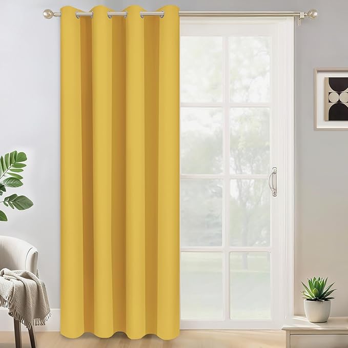 Yakamok Wide Thermal Blackout Patio Door Curtain Panel, Mustard Yellow Grommet by Yakamok