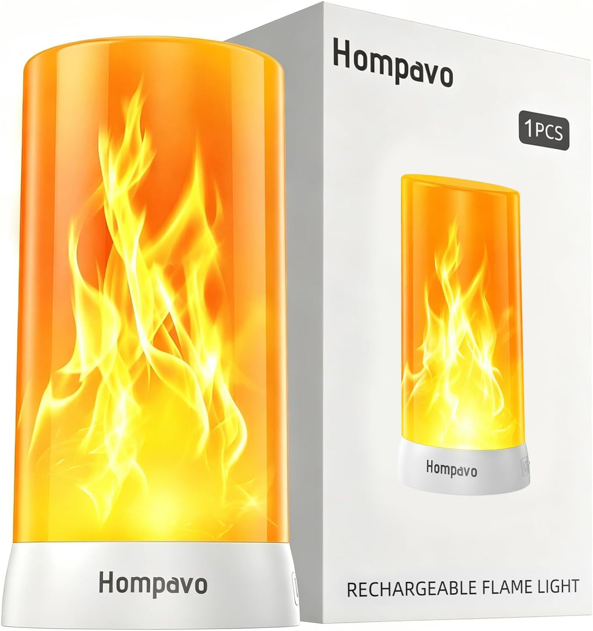 Hompavo 【Upgraded】 Flame Lights, 4-Mode Rechargeable for Home Decor