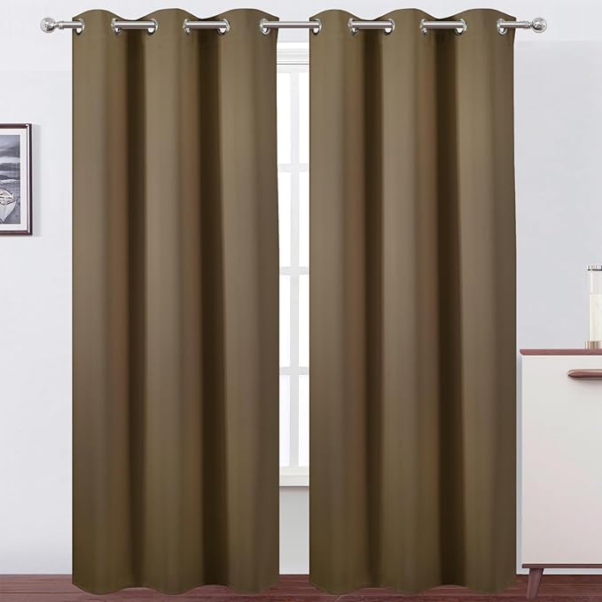 LEMOMO Brown Thermal Blackout Curtains/42 x 84 Inch/Set of 2 Panels Room by Lemomo