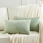 Fancy Homi 2 Packs Sage Green Long Lumbar Decorative Throw Pillow Covers 12x24 by Fancy+Homi