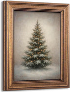 Gold Framed Vintage Christmas Tree Canvas Wall Art Farmhouse Rustic Pine Tree Winter Print Botanical Holiday Decor for Living Room Bedroom Entryway (Vintage Christmas Tree, 12L" x 9.5W")