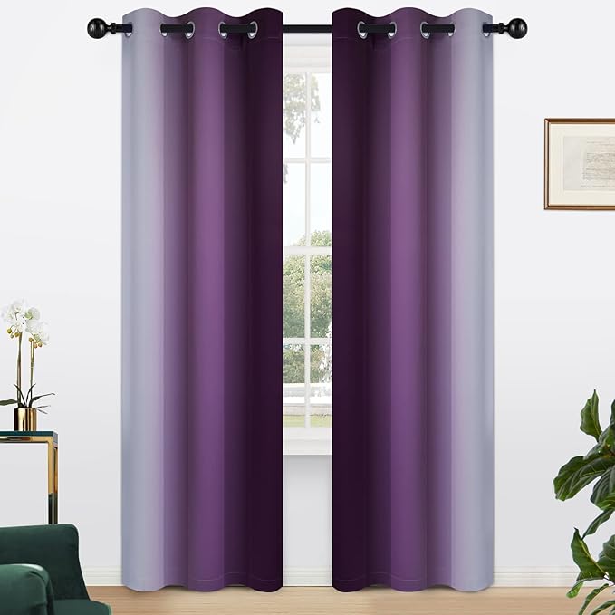 Yakamok Light Blocking Ombre Curtains, Room Darkening Grommet Window Drapes - Image 2