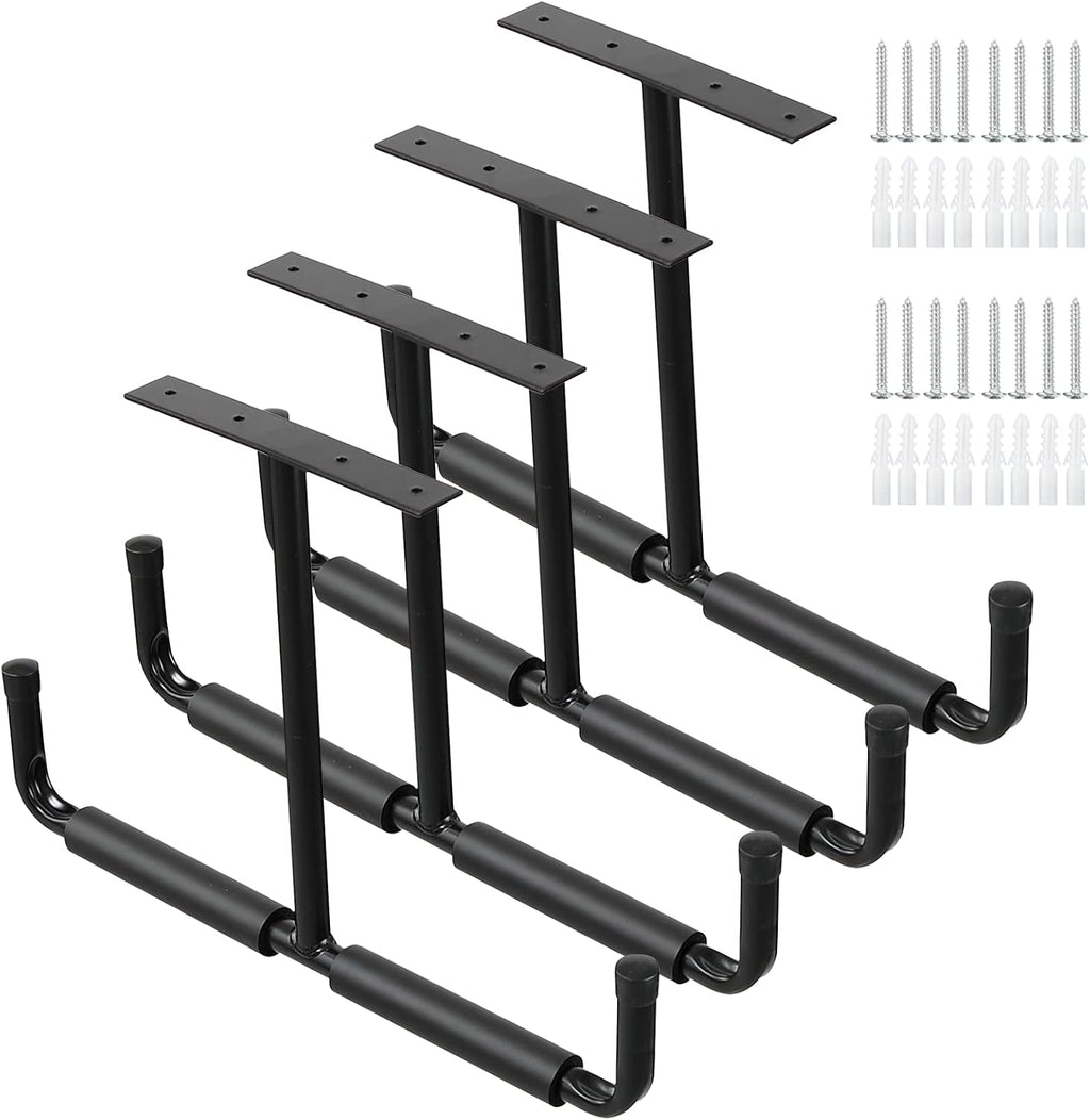 Overhead Garage Storage Hooks, Heavy Duty Ceiling Mount Rack, 2 Pack Black