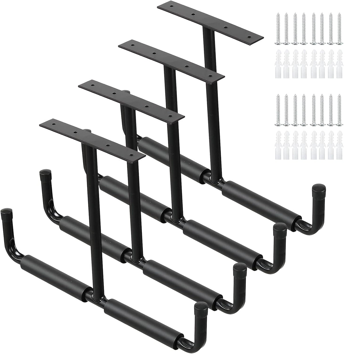 Overhead Garage Storage Hooks, Heavy Duty Ceiling Mount Rack, 2 Pack Black