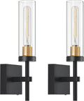 Wireless Wall Sconces with Remote Control, Battery Operated Wall Sconce Set of 2, Black & Gold Rechargeable Dimmable Wall Light for Bedroom Living room Bathroom Hallway Entryway Stairwell, 3000K