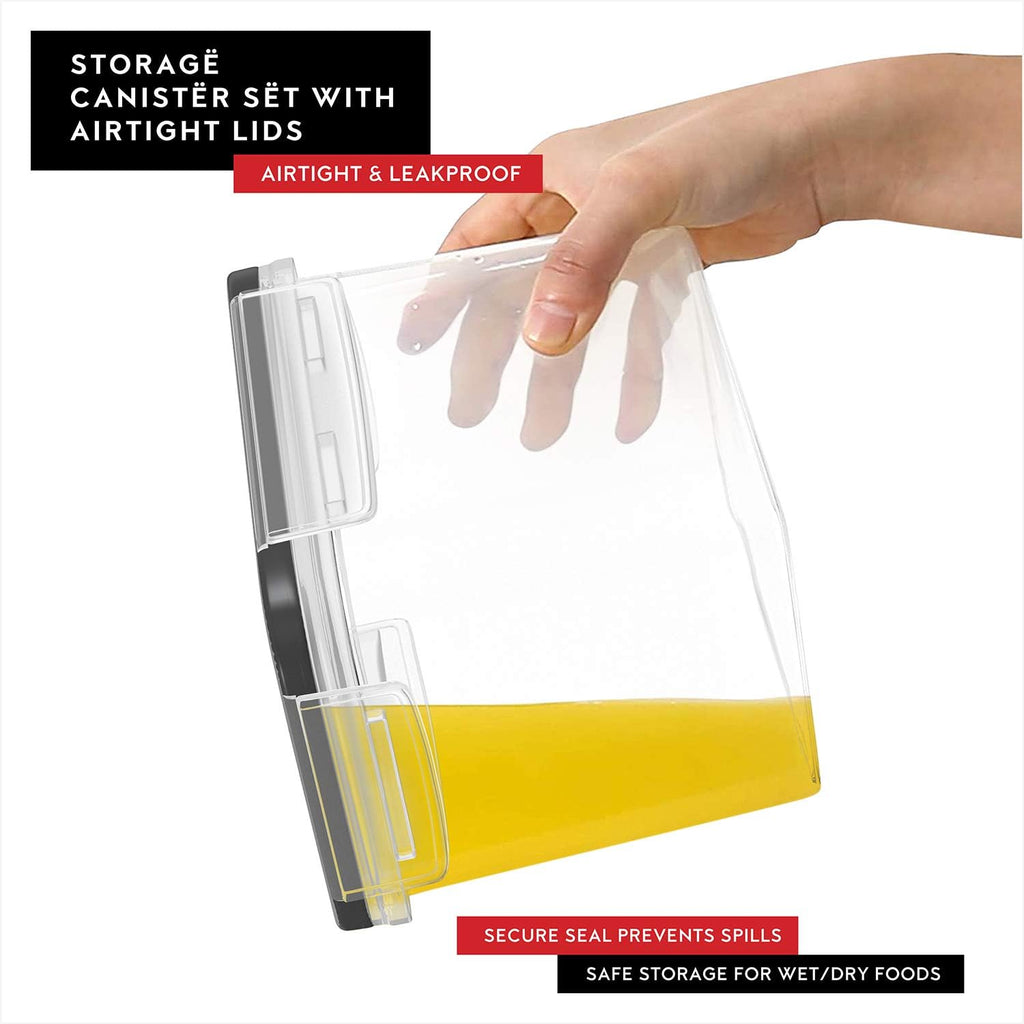 DWËLLZA KITCHEN Flour Sugar Storage Containers Set of 4; 3.6L Plastic Airtight Food Storage Containers with Lids for Kitchen Pantry Organization and Storage - Dry Food Containers, Labels & Marker