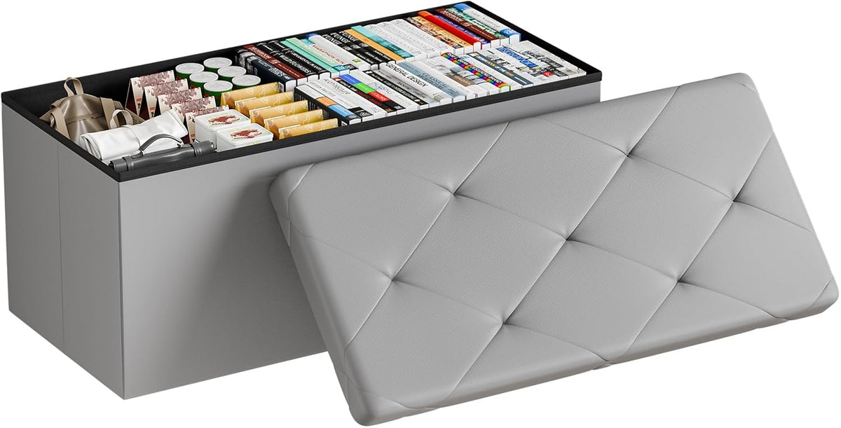 Sweetcrispy 30 Inch Folding Storage Ottoman Bench, Ottoman with Storage