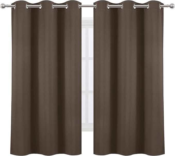 LEMOMO Chocolate Brown Blackout Curtains 42 x 63 Inch Length/Set of 2 Curtain - Image 2