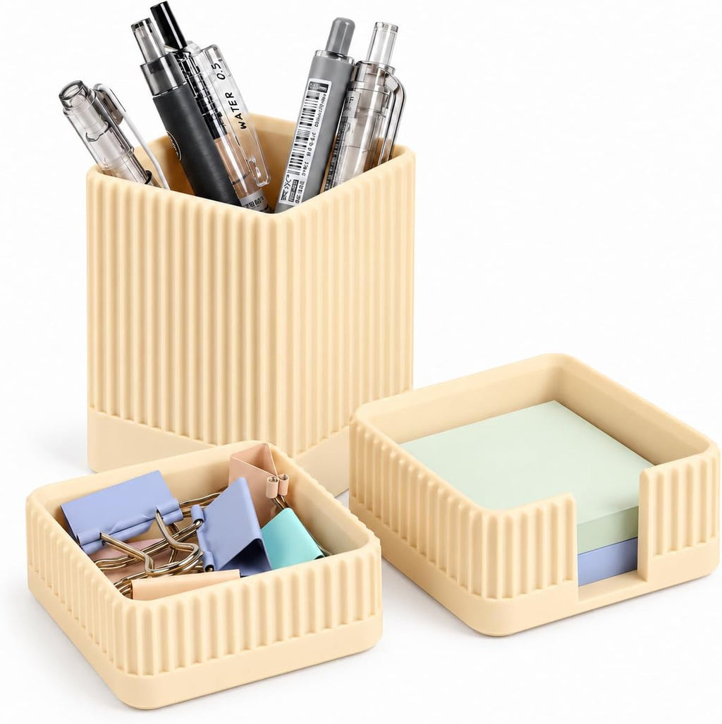 Aesthetic Desk Organizer Set,3-Piece Sturdy Plastic Office Accessories