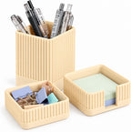 Aesthetic Desk Organizer Set,3-Piece Sturdy Plastic Office Accessories