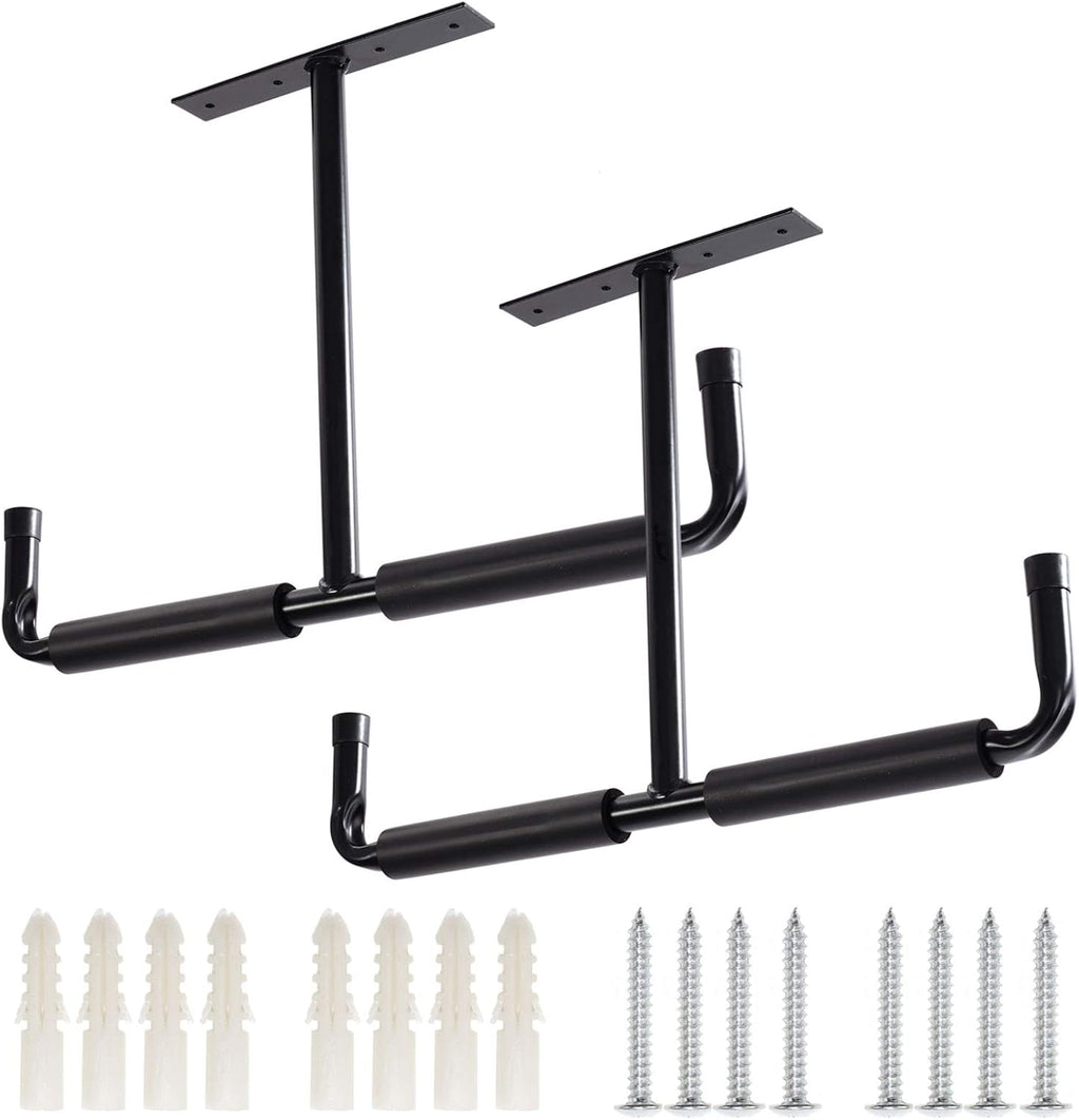 Overhead Garage Storage Hooks, Heavy Duty Ceiling Mount Rack, 2 Pack Black